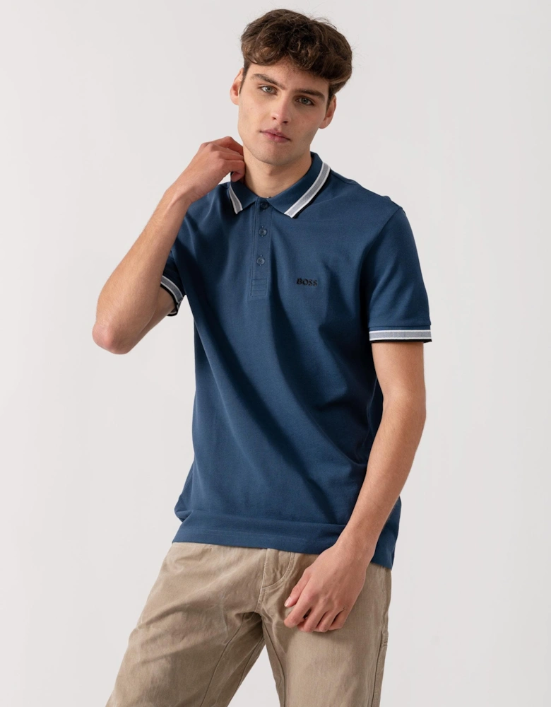 BOSS Green Paddy Mens Cotton-Piqué Polo Shirt with Contrast Logo