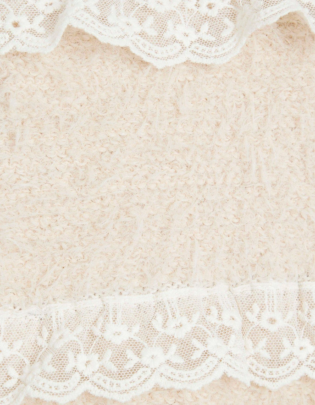 Fluffy Lace Trim Jumper - Light Pink