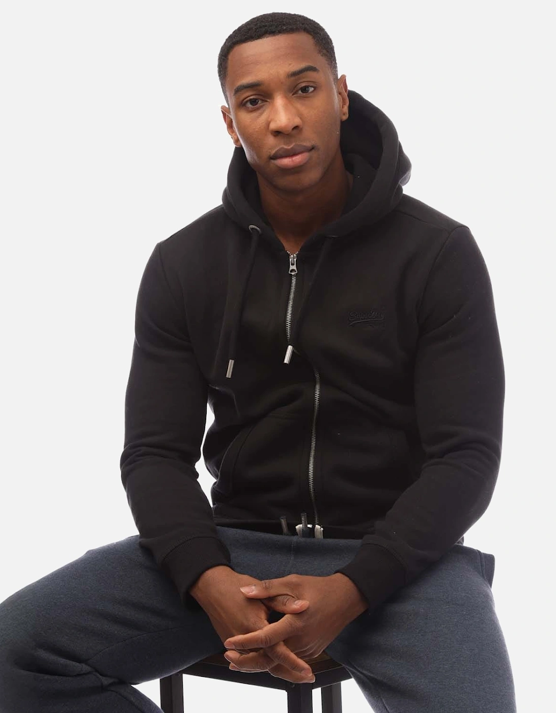 Vintage Logo Embroidered Zip Hoodie