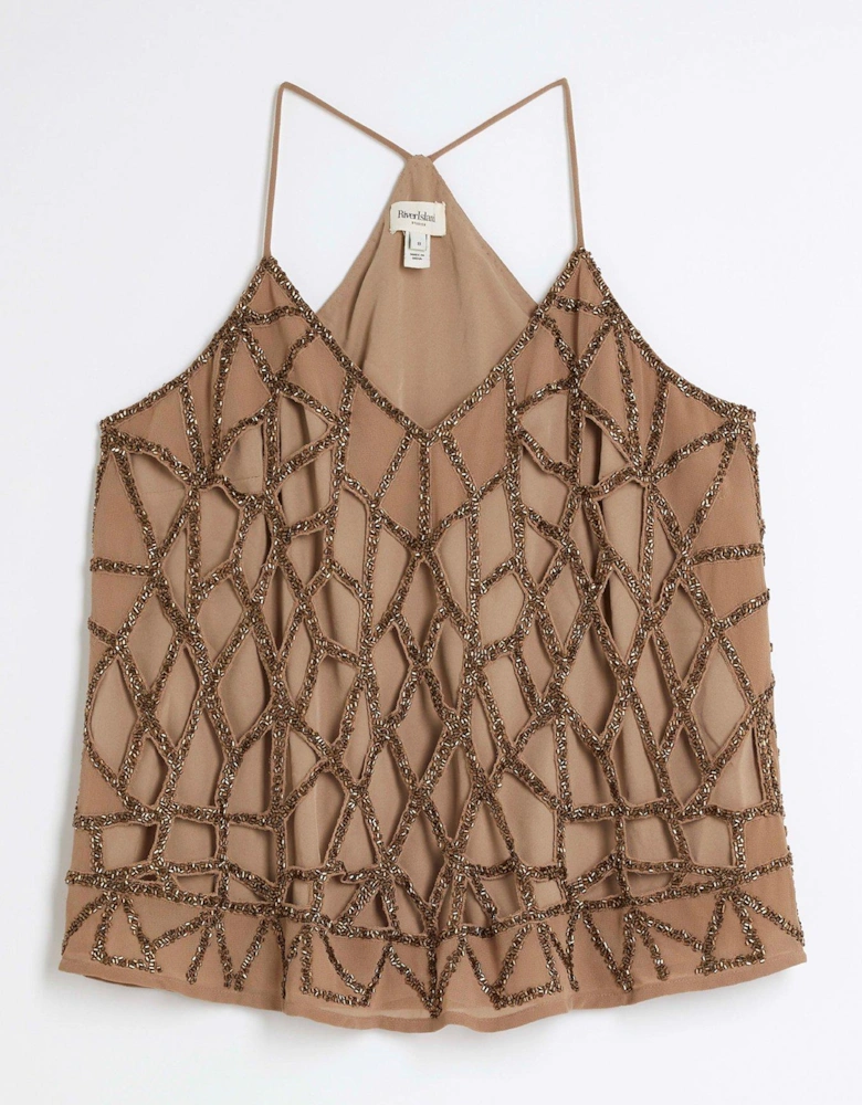 Beaded Overlay Cami - Gold