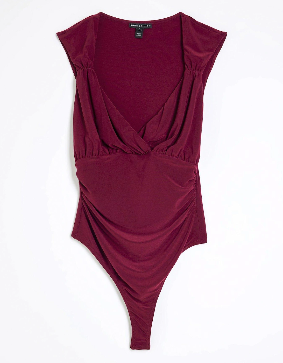 Ruched Wrap Bodysuit - Dark Red