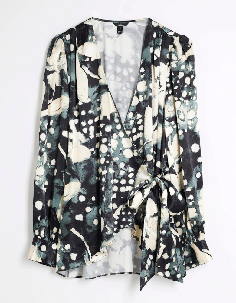 Printed Wrap Shirt - Black