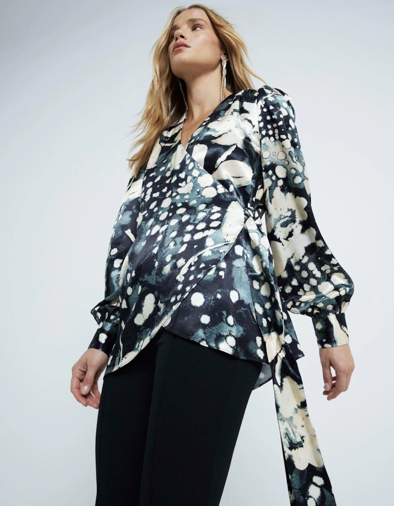 Printed Wrap Shirt - Black