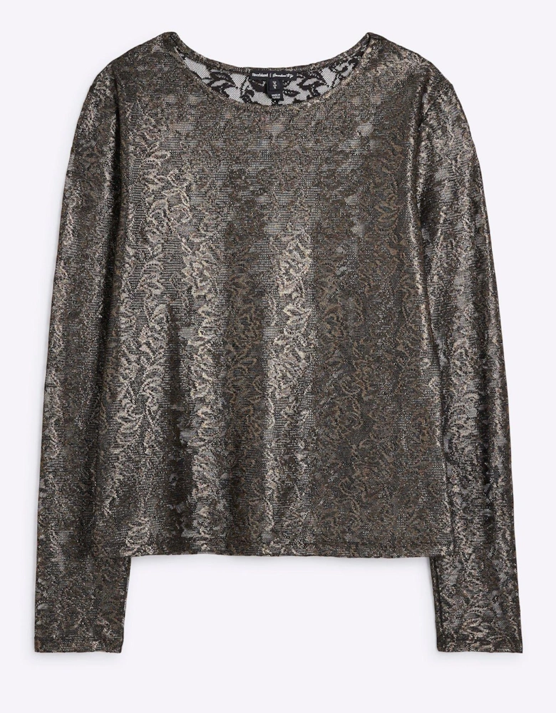 Metallic Lace T-Shirt - Gold