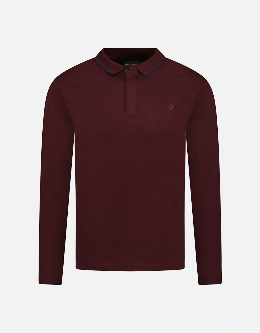 Small Eagle Long Sleeve Zip Placket Polo Maroon, 3 of 2