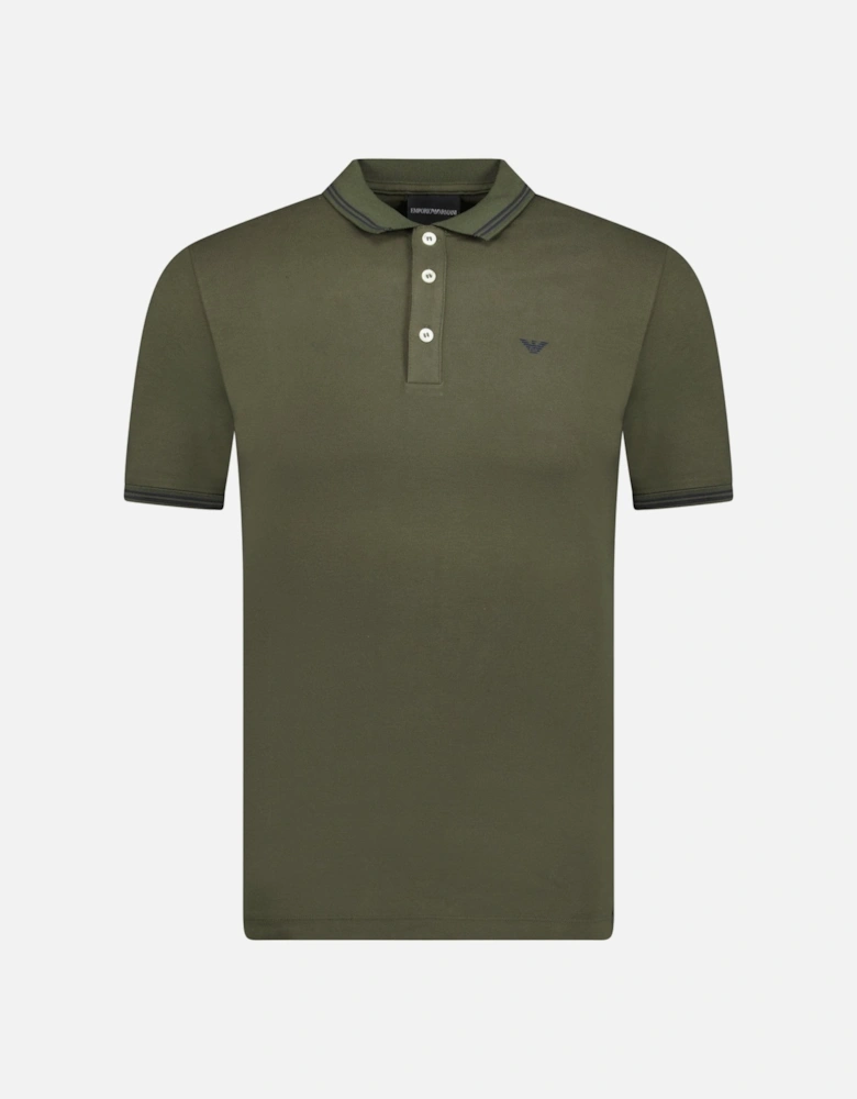 Eagle Logo Twin Tip Polo-Shirt Khaki Green