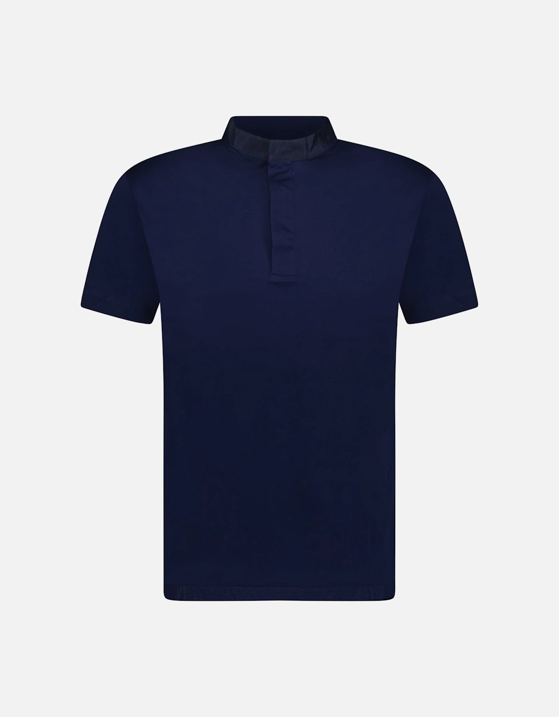 Eagle Logo Mercerised Button Up T-Shirt Navy, 4 of 3