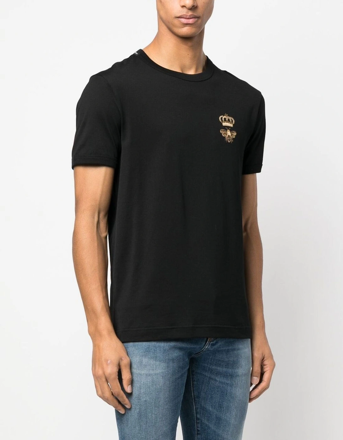 Embroidered Pique T-Shirt in Black