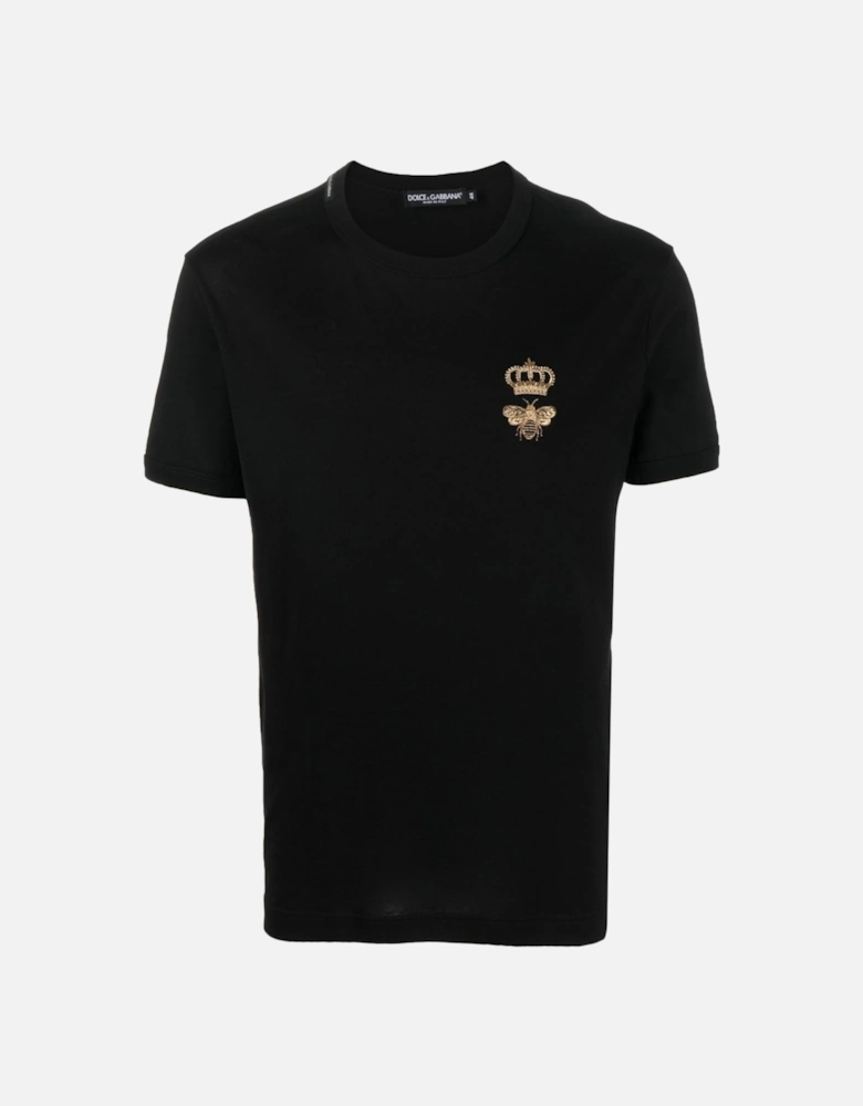 Embroidered Pique T-Shirt in Black