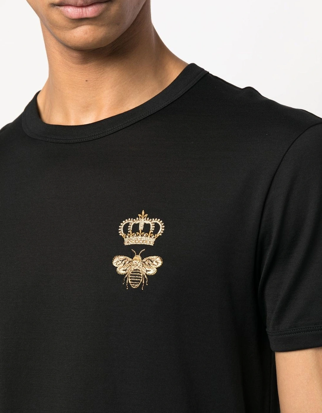 Embroidered Pique T-Shirt in Black