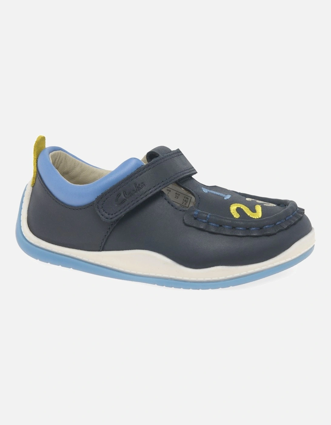 Clarks Girls Navy  Noodleshine T First Shoes - Size 6.5/G (Wide) Kids