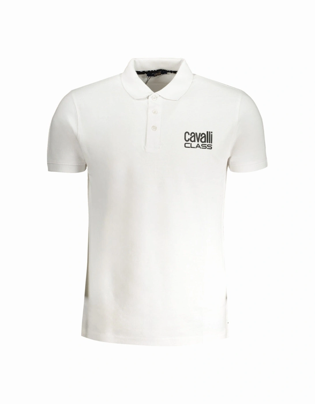 Cavalli Class Bold Logo White Polo Shirt