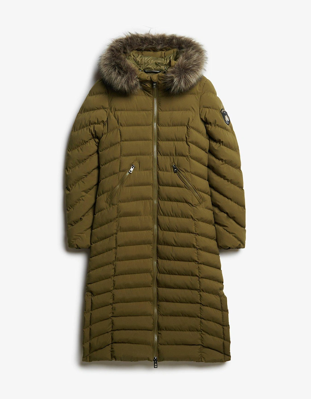 Fuji Faux Fur Hooded Longline Coat - Green