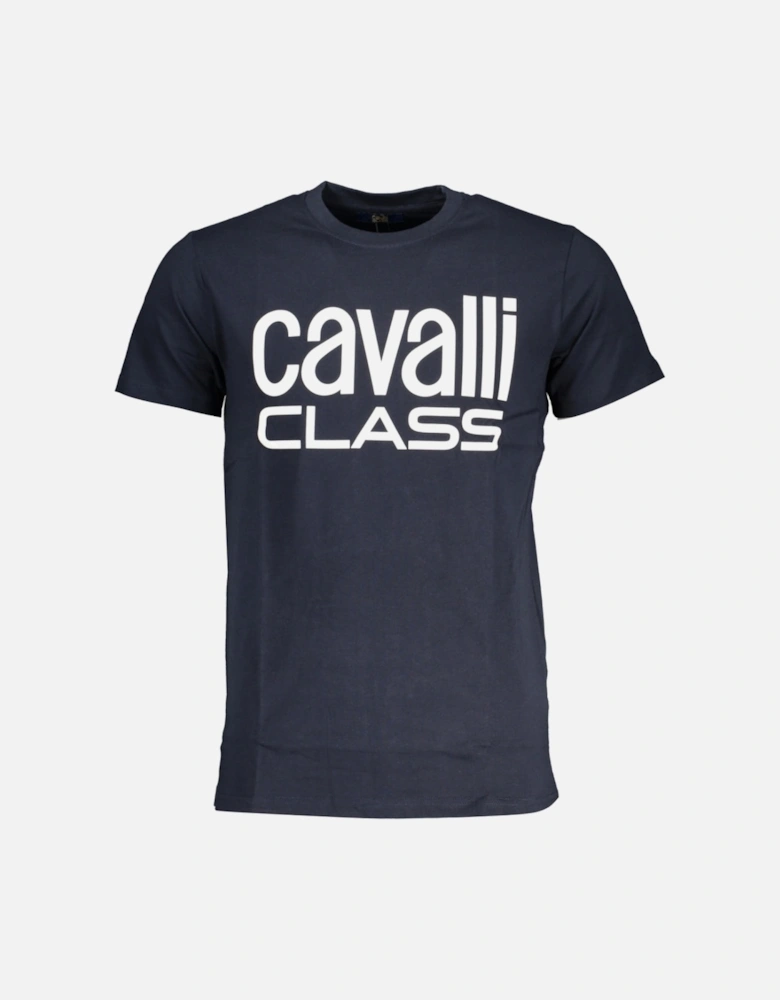 Cavalli Class Bold White Logo Navy Blue T-Shirt