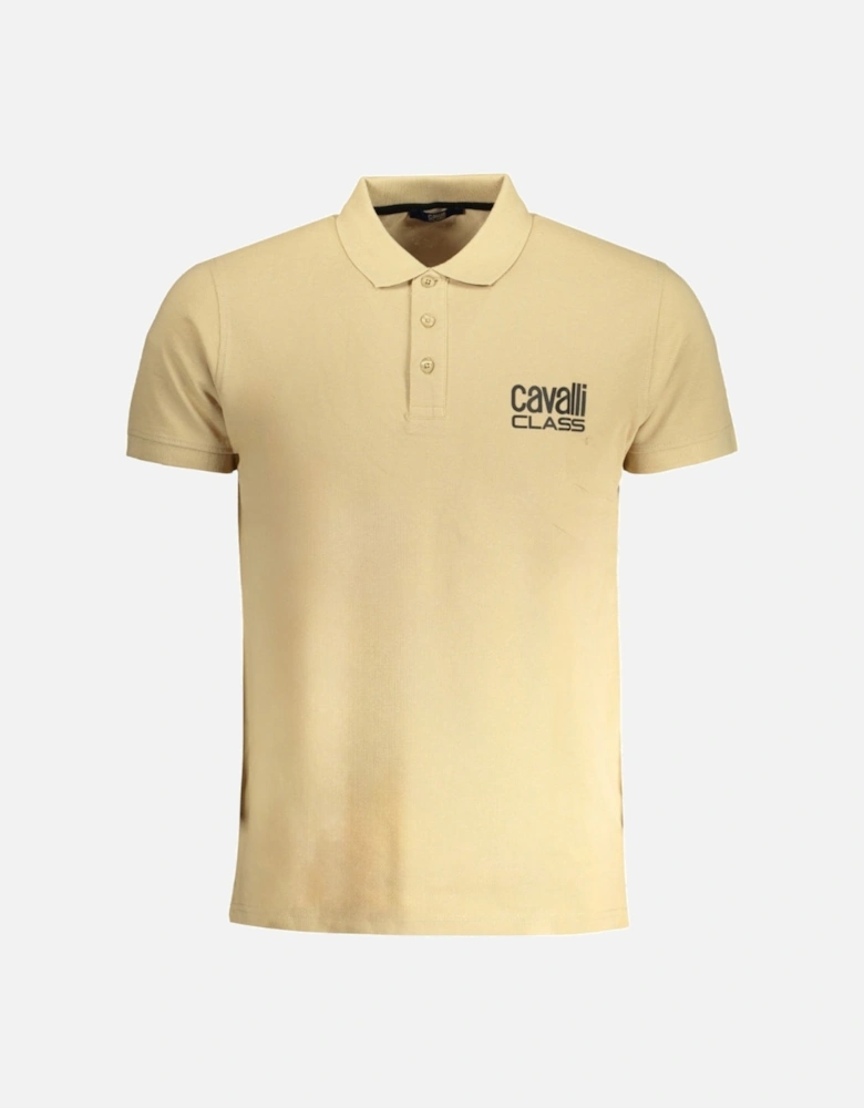 Cavalli Class Bold Logo Beige Polo Shirt