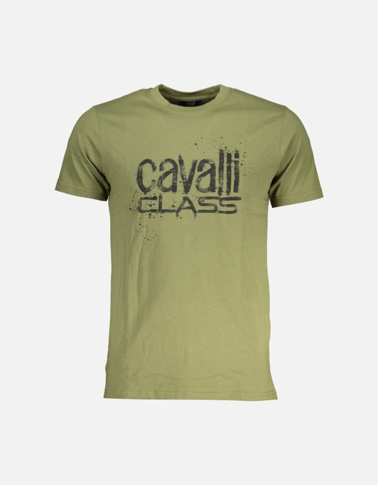 Cavalli Class Bold Black Logo Green T-Shirt