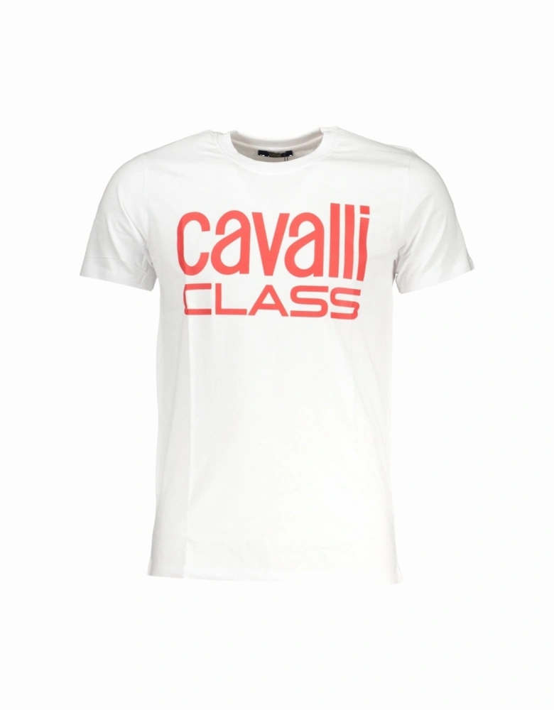 Cavalli Class Bold Red Logo White T-Shirt