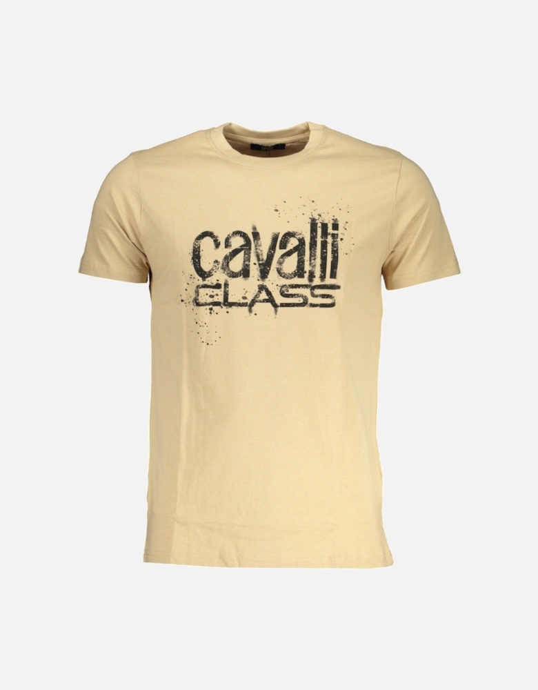 Cavalli Class Bold Black Logo Beige T-Shirt