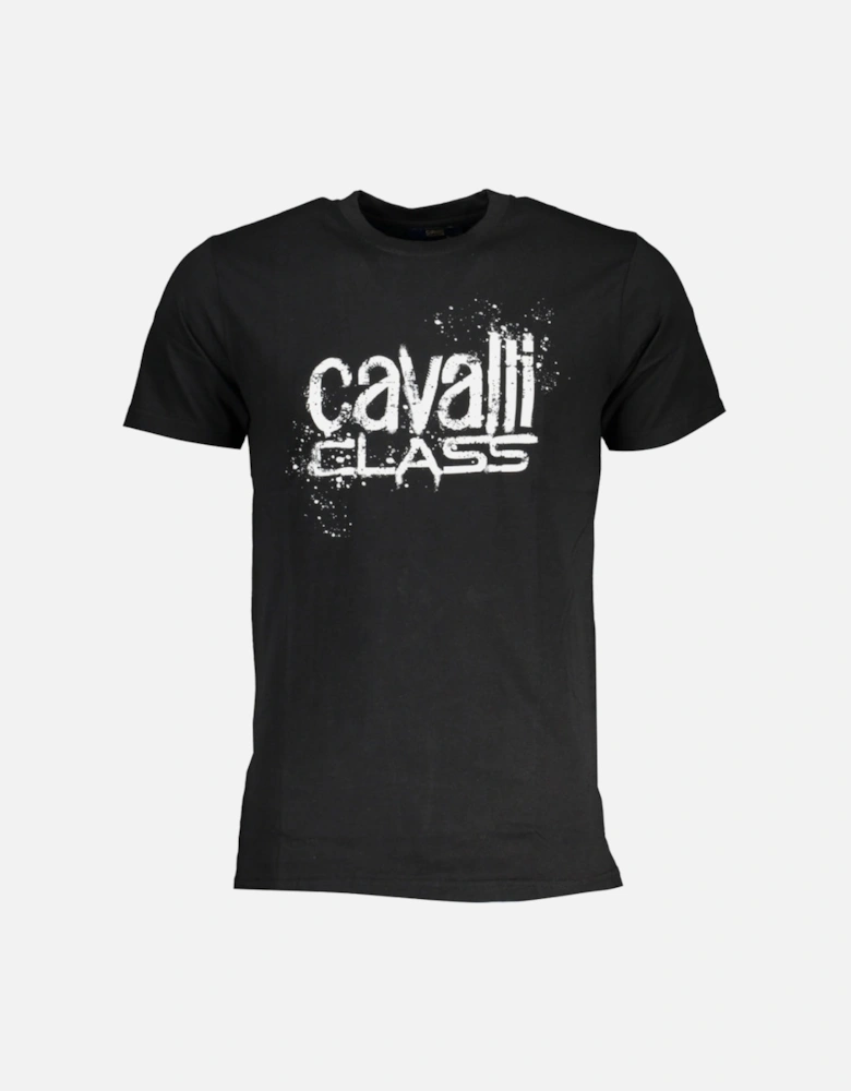 Cavalli Class Paint Splatter Logo Black T-Shirt