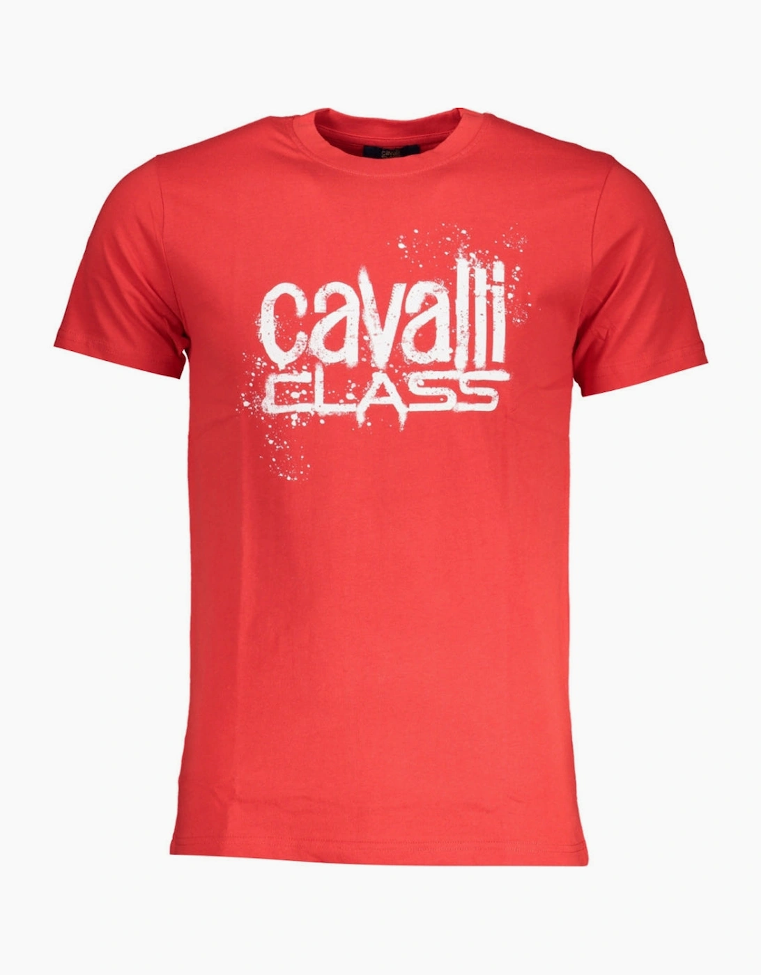 Roberto Cavalli Men's Red Cavalli Class Paint Splatter Logo T-Shirt - Size: 40