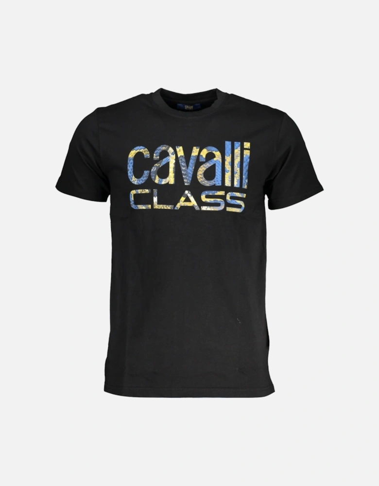 Cavalli Class Snake Skin Bold Logo Black T-Shirt