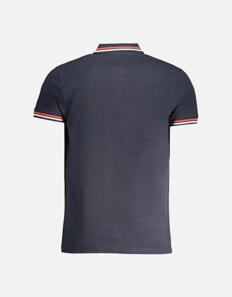 Cavalli Class Tipped Collar Toned Logo Navy Blue Polo Shirt