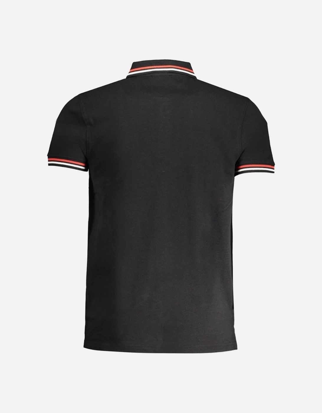 Cavalli Class Tipped Collar Toned Logo Black Polo Shirt