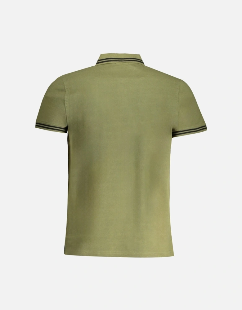 Cavalli Class Tipped Collar Green Logo Green Polo Shirt