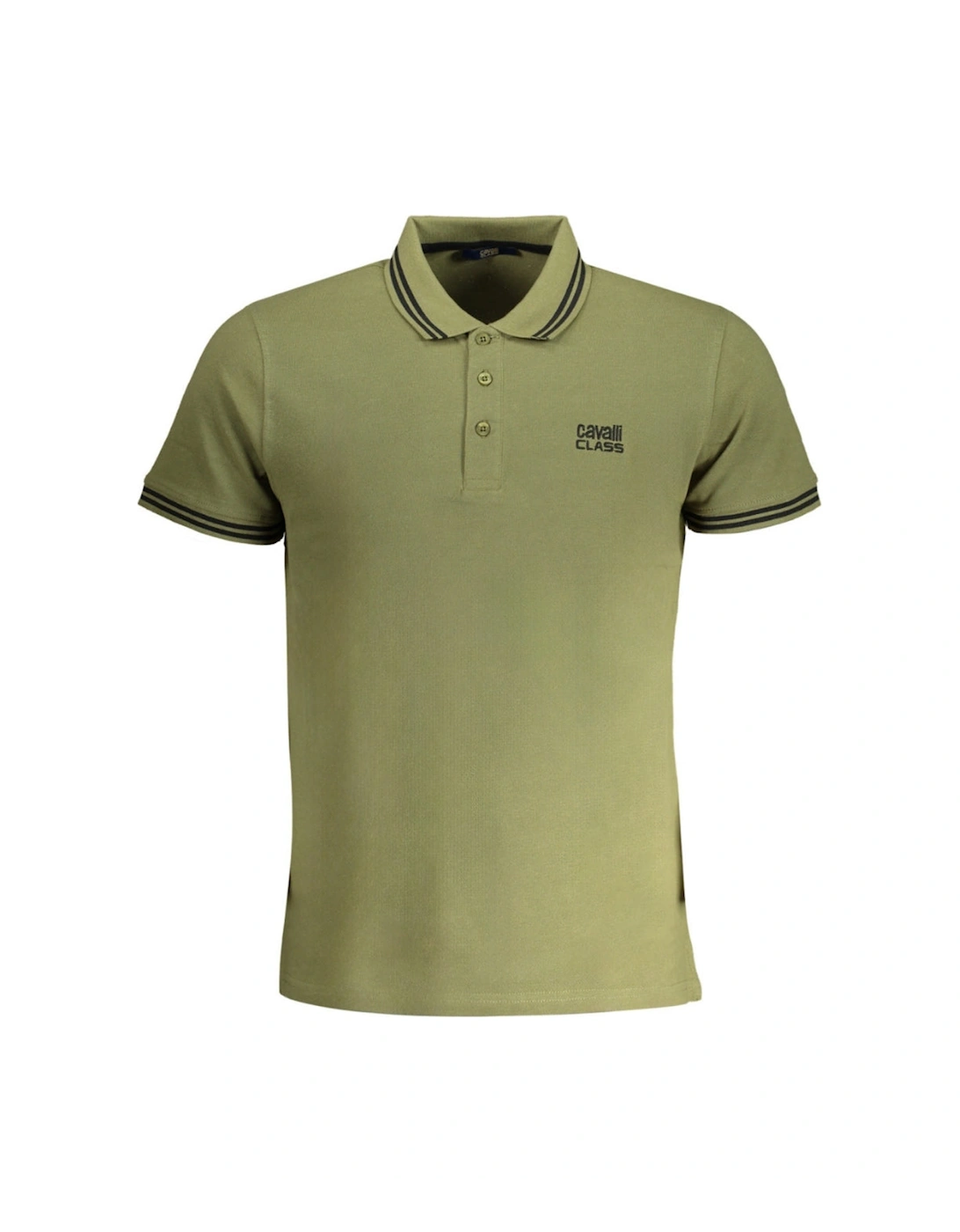 Roberto Cavalli Mens Cavalli Class Tipped Collar Green Logo Green Polo Shirt - Tan - Size: 42/Regular - Love the Sales
