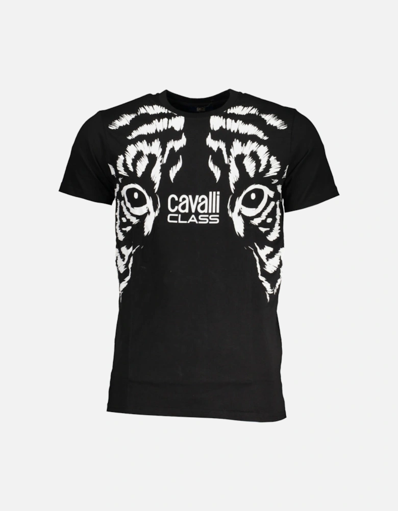 Cavalli Class Tiger Eyes Design Black T-Shirt