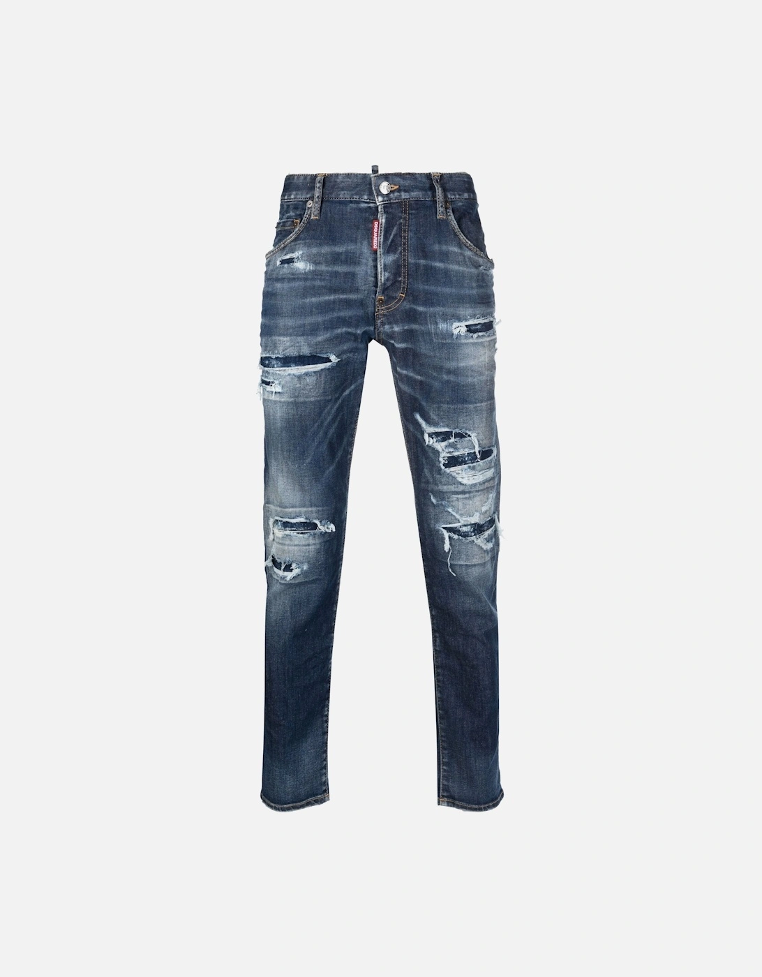 Distressed-finish Tapered-leg Jeans Blue, 8 of 7