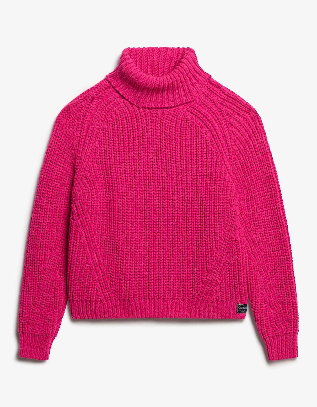 Slouchy Stitch Roll Neck Knit Jumper - Pink