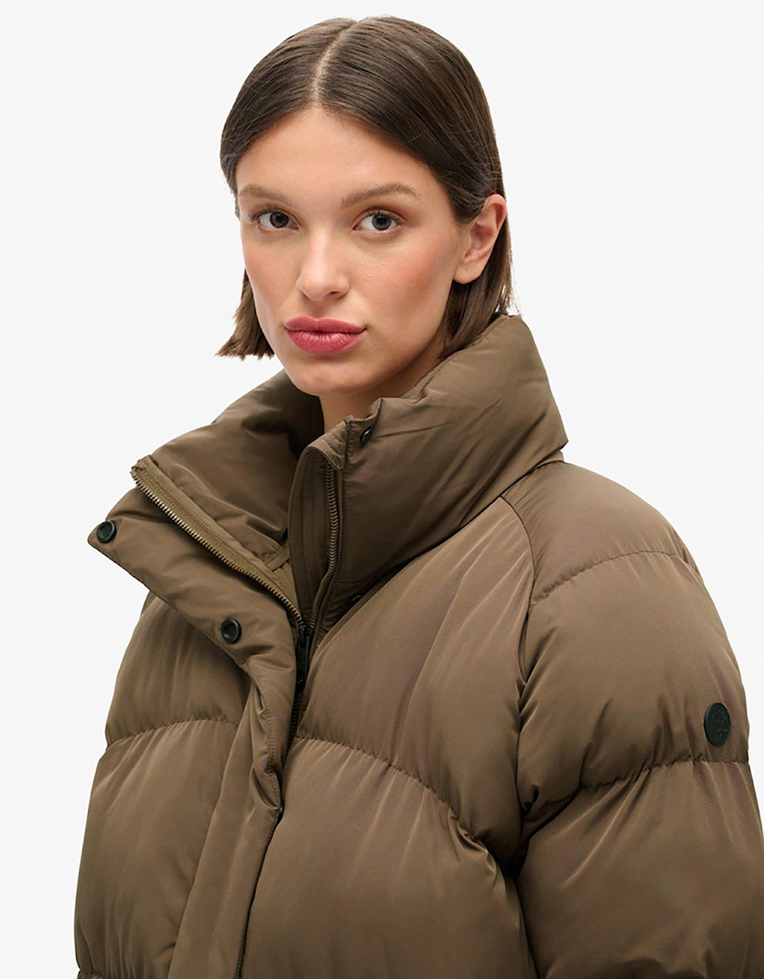 Midi Length Padded Jacket - Brown