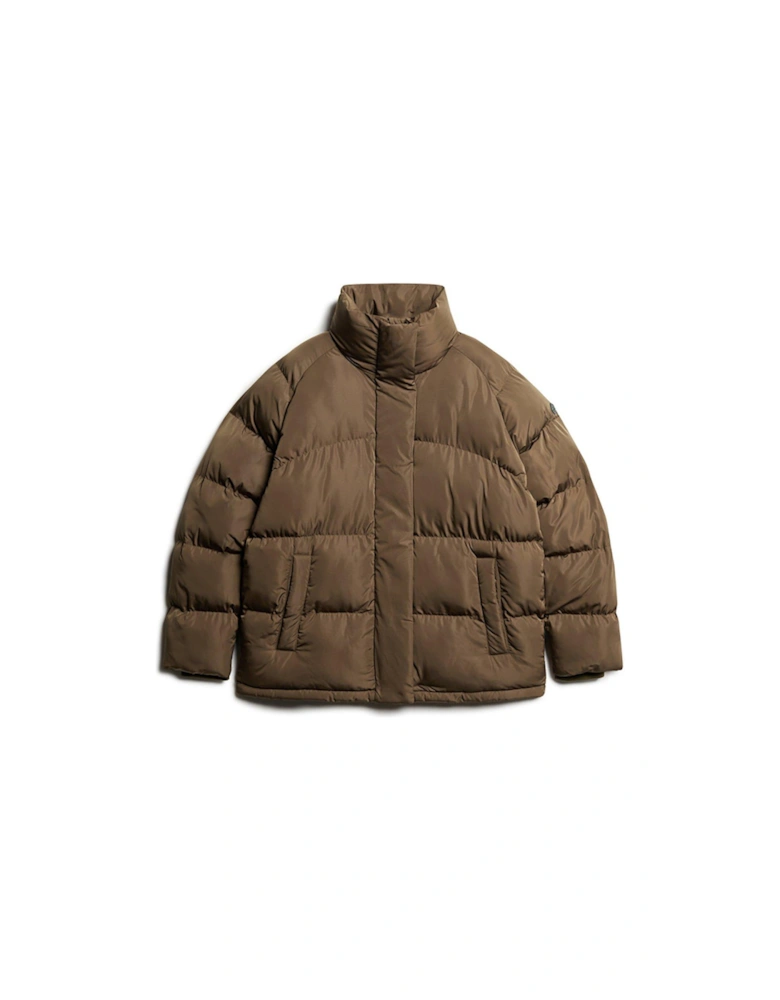 Midi Length Padded Jacket - Brown