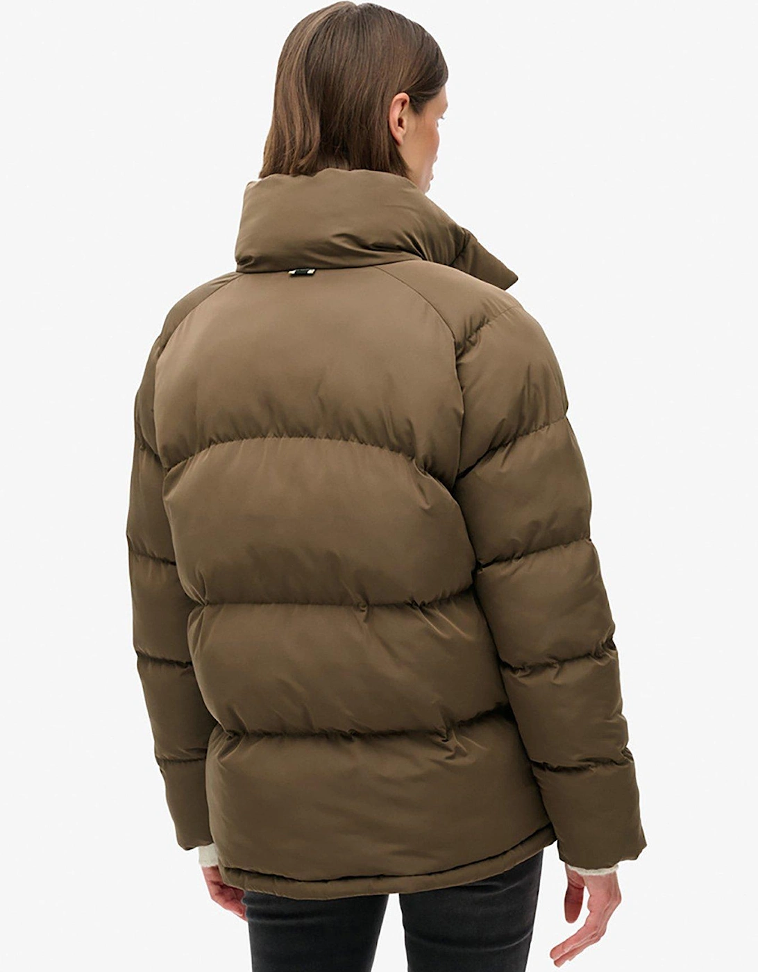 Midi Length Padded Jacket - Brown