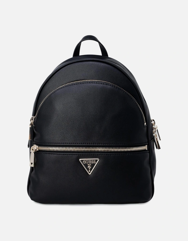 Black Plain Rucksack with Zip Fastening Women Bags