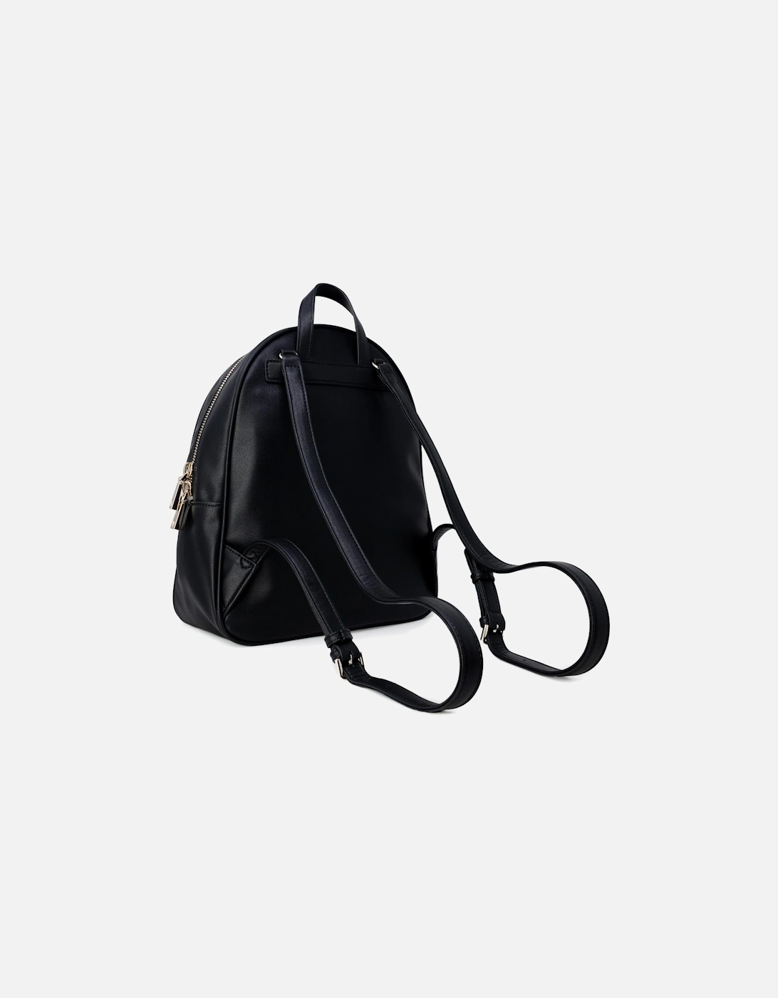 Black Plain Rucksack with Zip Fastening Women Bags