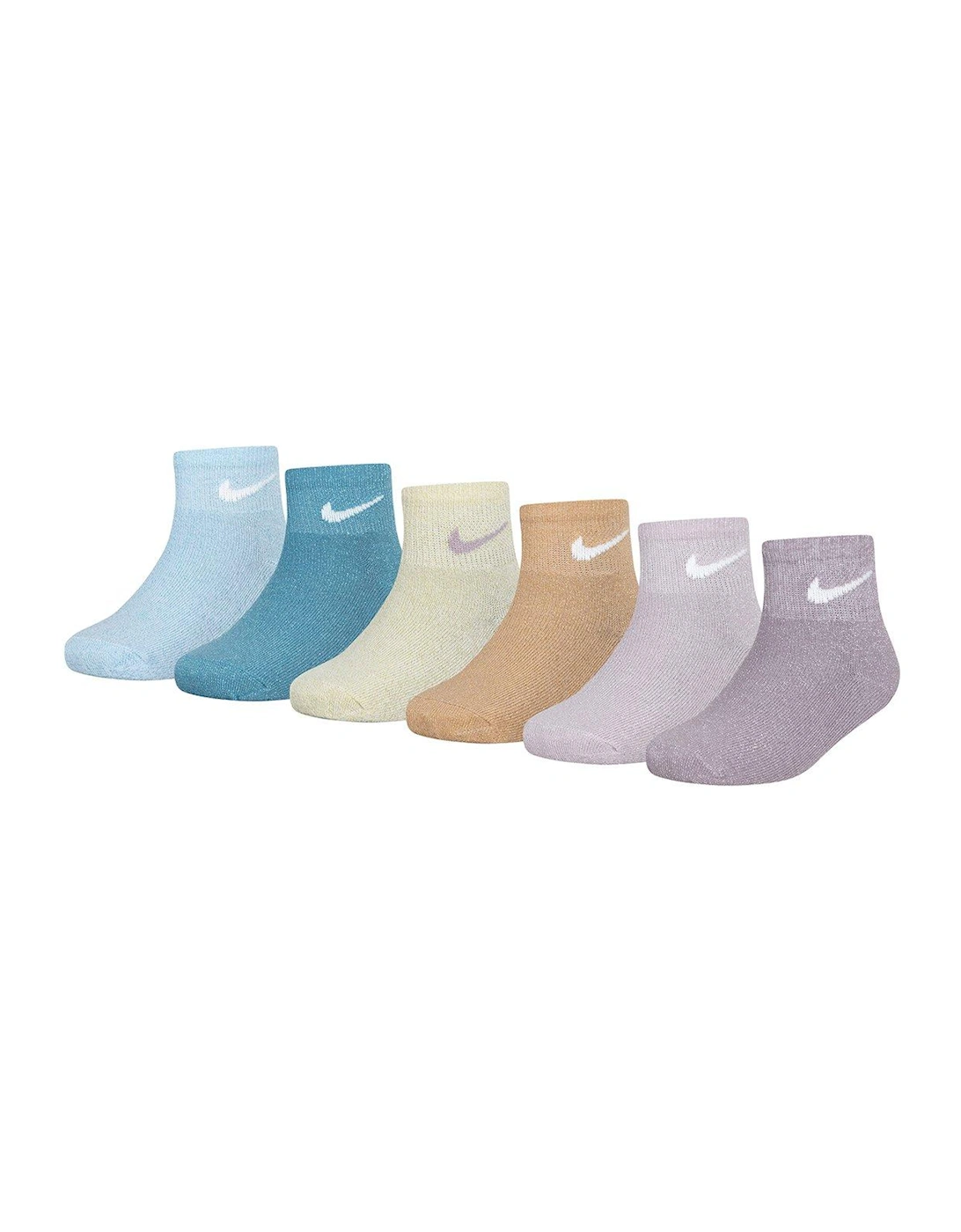 Kids Girls 6 Pack Lurex Socks - White/Burgandy, 2 of 1