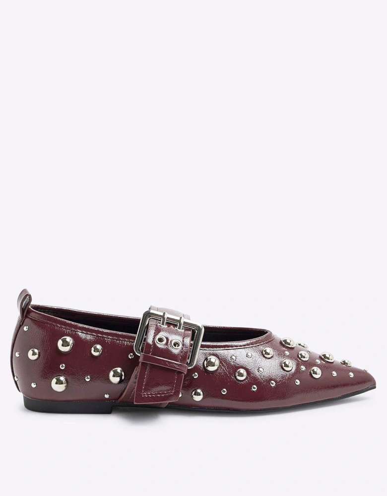 Studded Point Mary Jane - Red