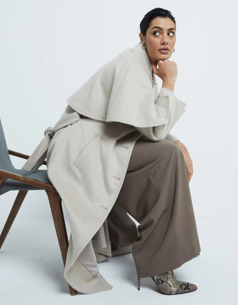 Wool Cape Coat - Light Beige