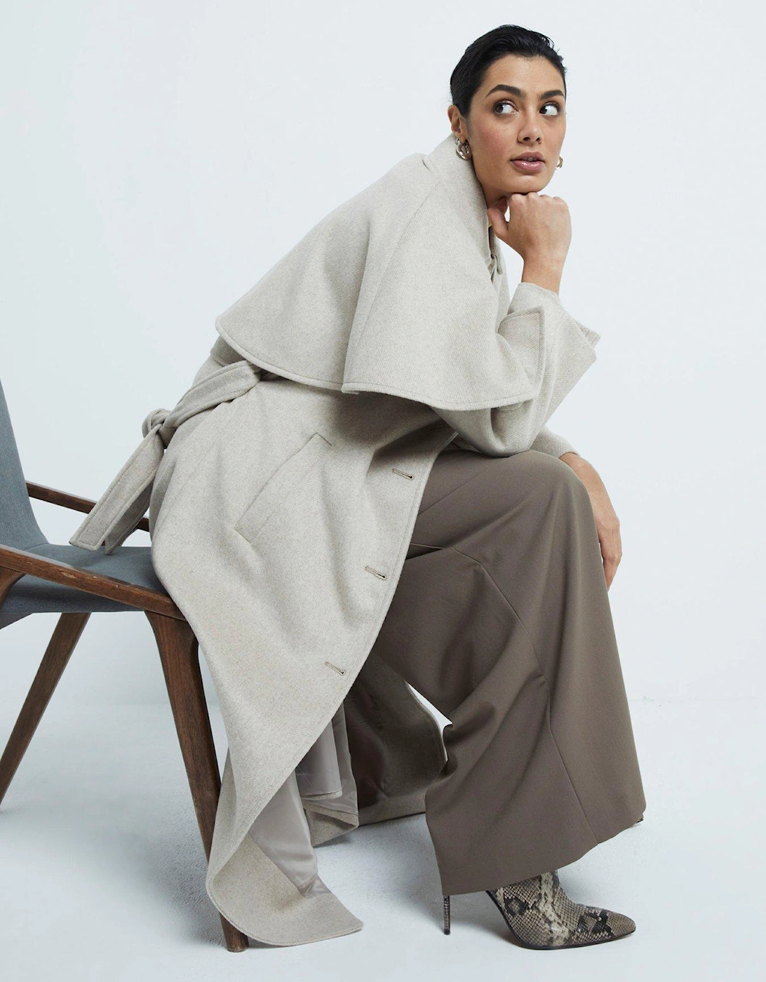 Wool Cape Coat - Light Beige, 5 of 4