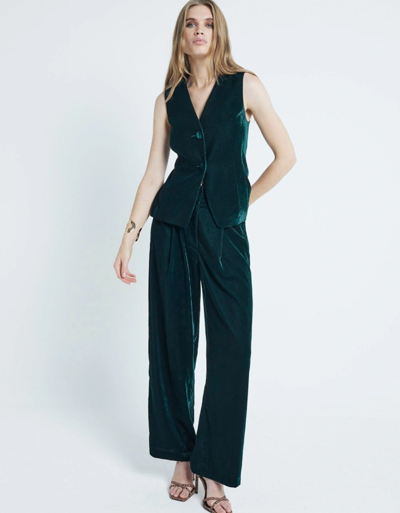 Velvet Tailored Waistcoat - Dark Green