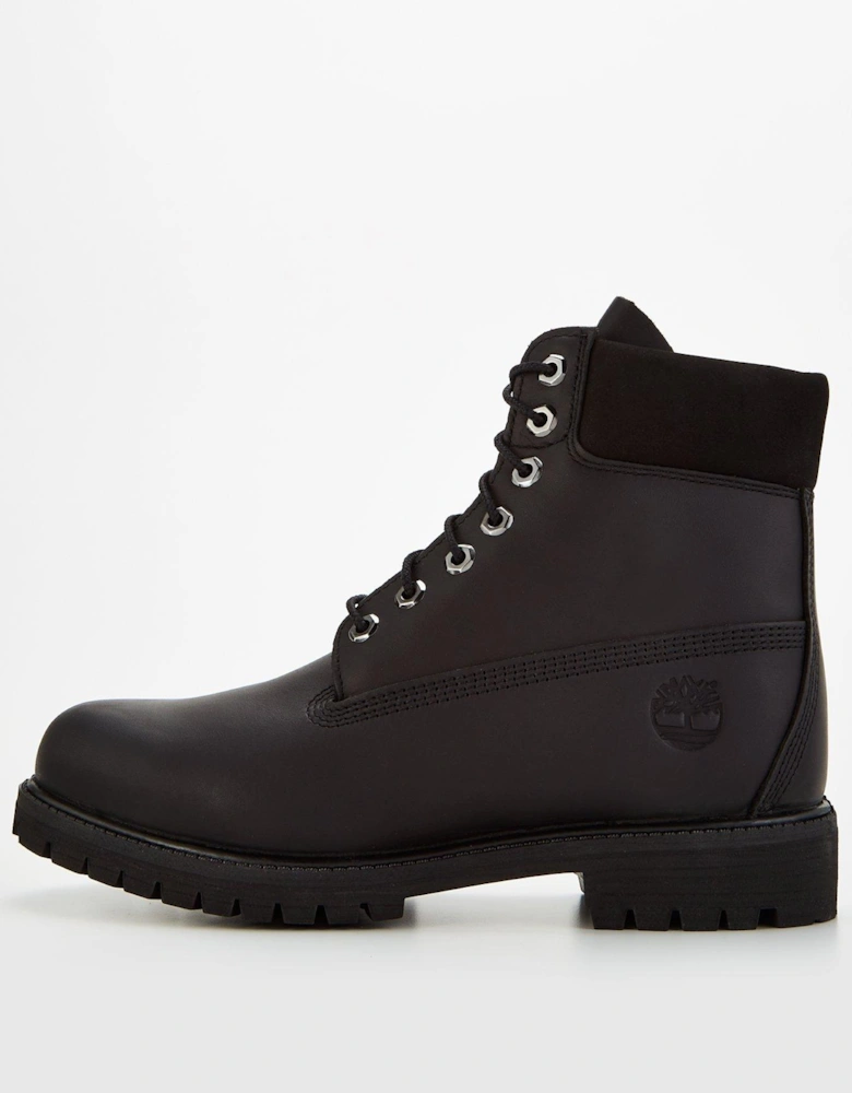 Premium 6 Inch Waterproof Leather Lace Up Boots - Black