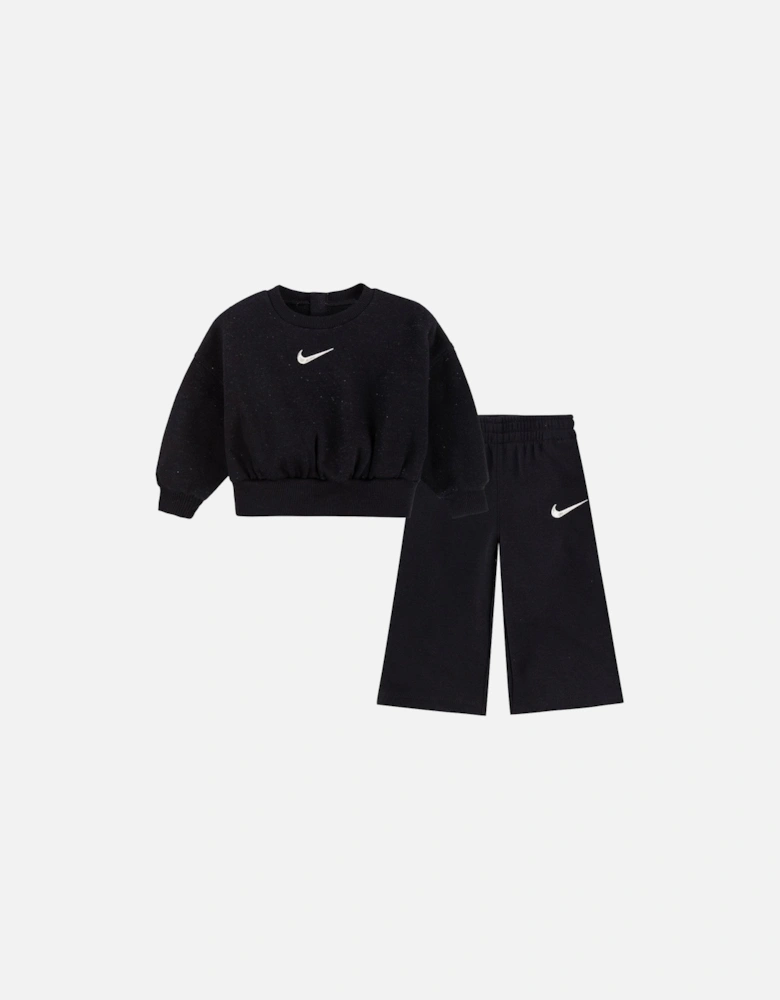 Infants Girls Shine Crew Pant Tracksuit - Black