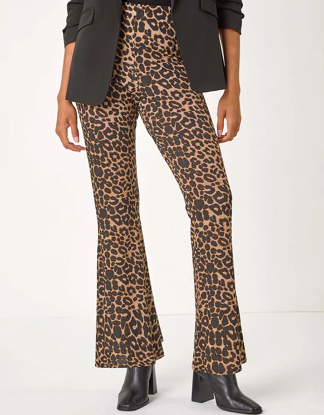 Animal Print Flare Stretch Trouser - Natural, 2 of 1