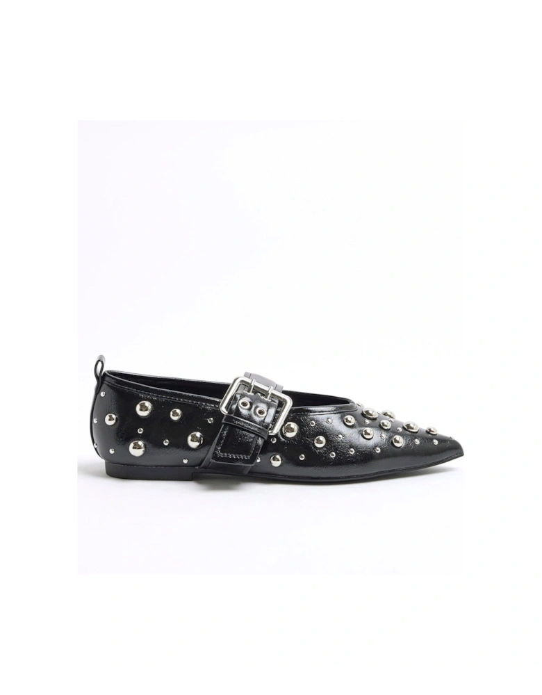 Studded Point Mary Jane - Black