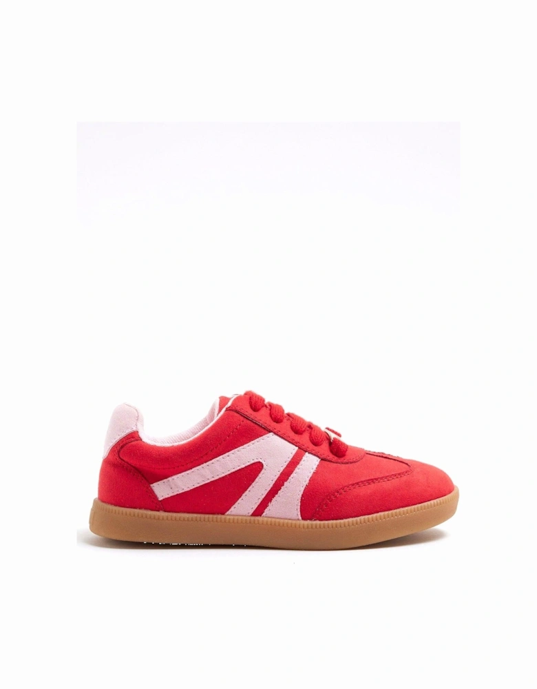 Girls Lace Up Trainers - Red