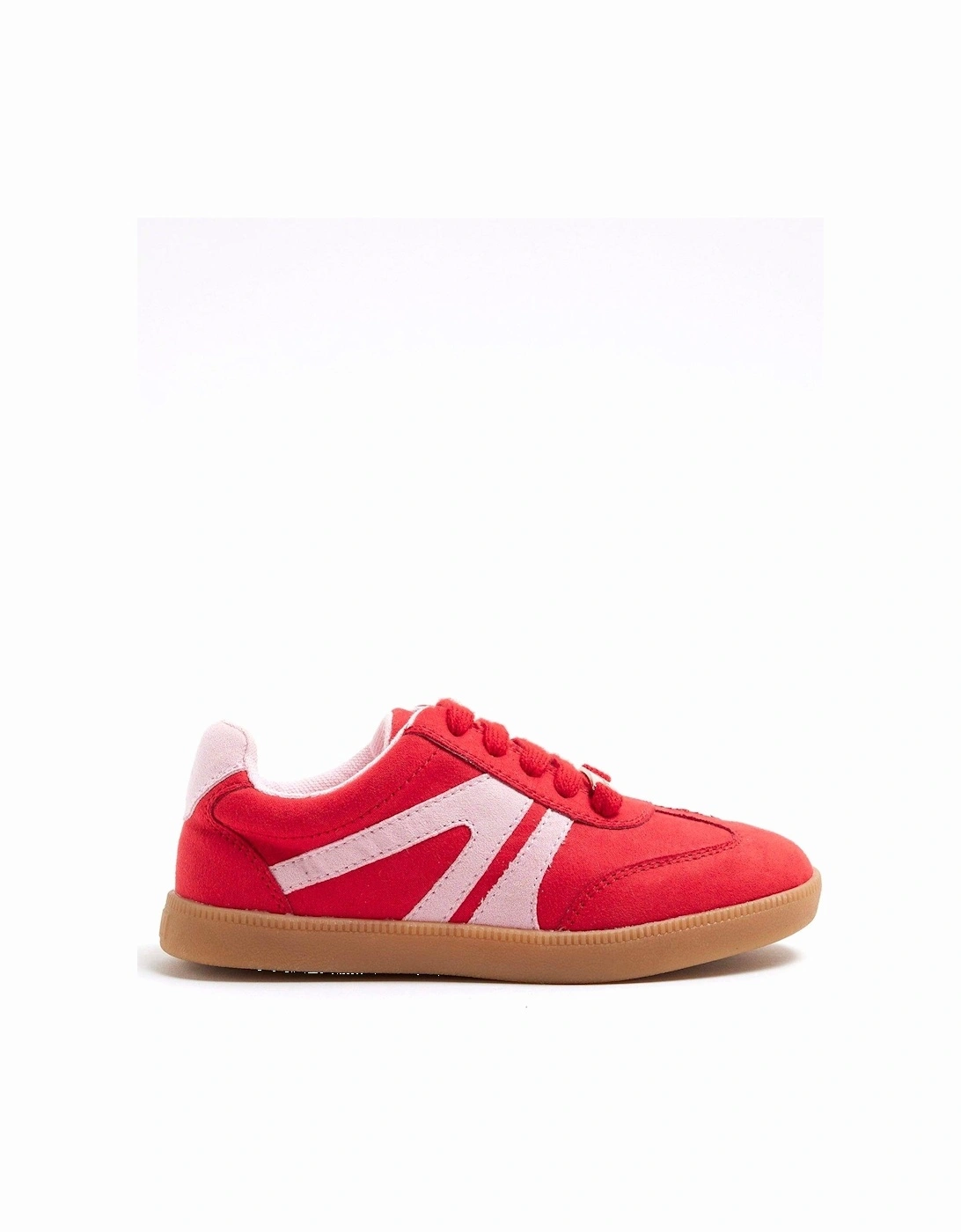 Girls Lace Up Trainers - Red, 6 of 5