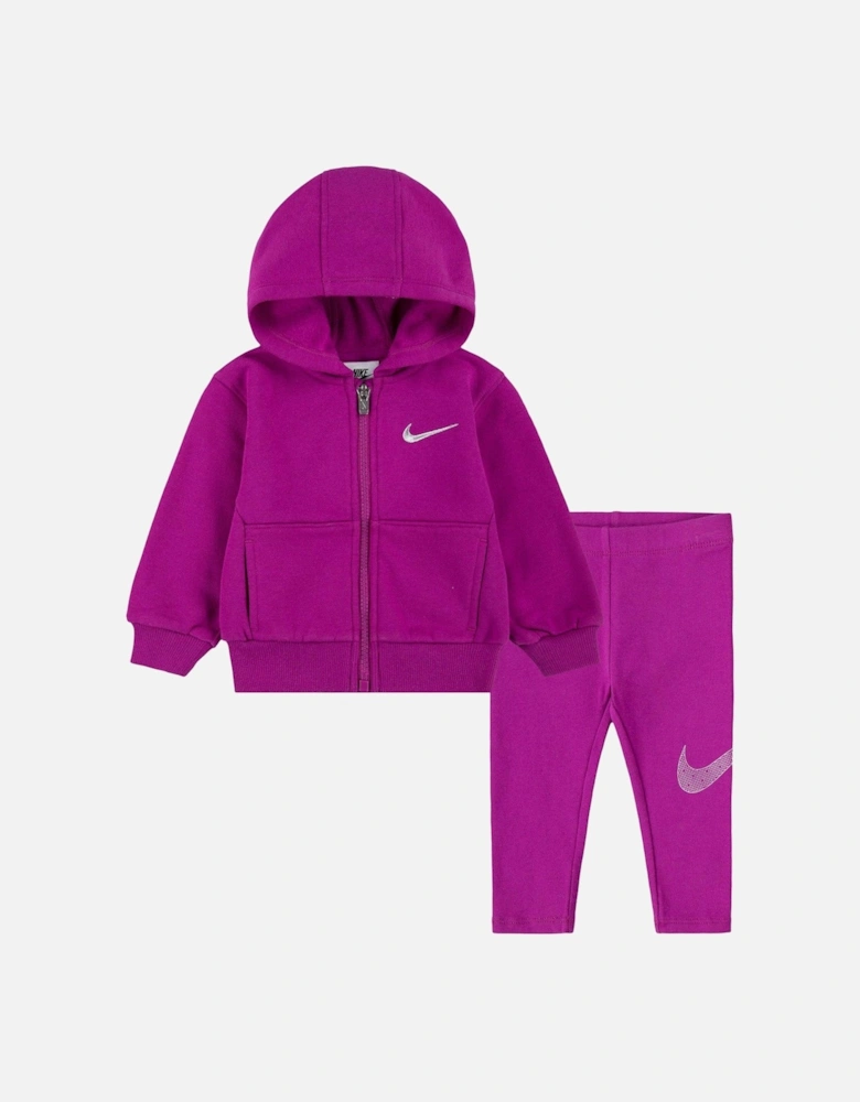 Infants Girls Shine Hoody Legging Tracksuit - Pink