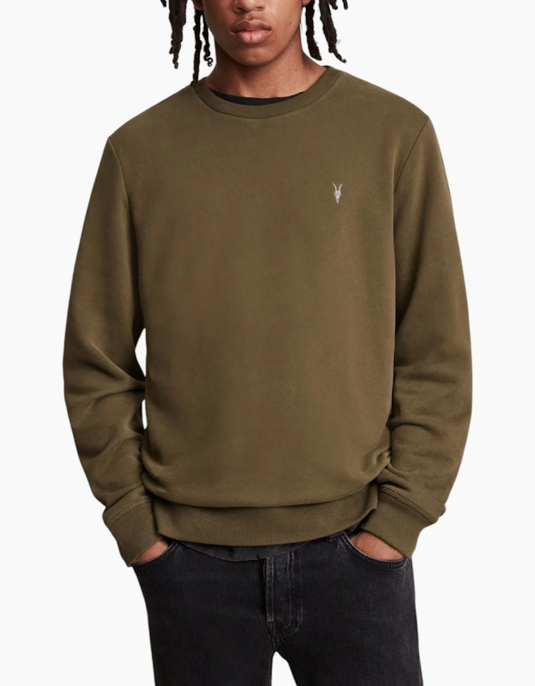 AllSaints Allsaints Men's ALL SAINTS Reven Mens Sweatshirts Crew Neck Casual Cotton Pullover Winter Jumper - Brown